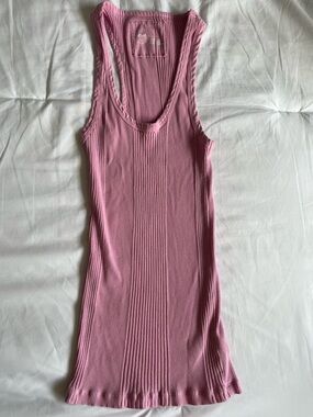 Aerie Ribbed Scoop Tank Top - Pink